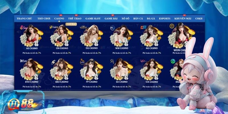 Giao diện bàn chơi Baccarat tại QH88 với dealer livestream trực tiếp, chất lượng hình ảnh sắc nét.