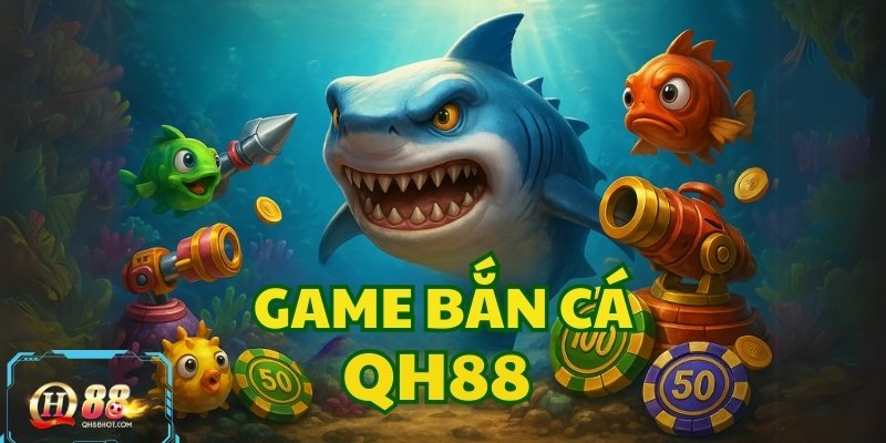 Giao diện trò bắn cá tại QH88, vũ khí đa dạng, boss khủng với hiệu ứng sinh động.