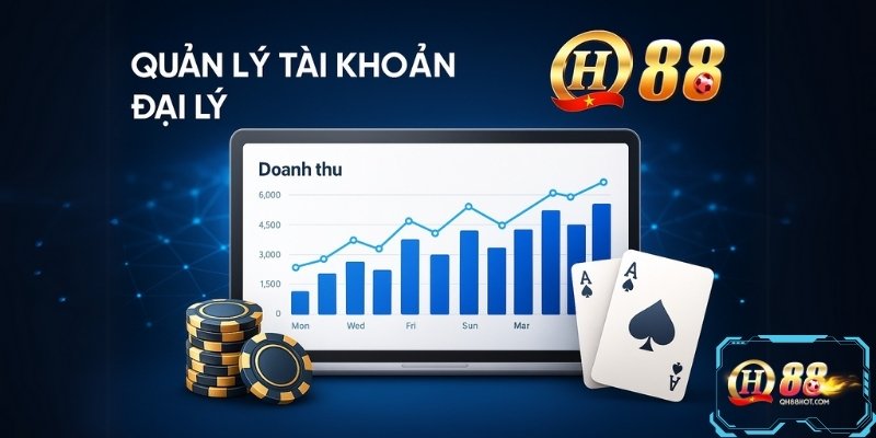 Giao diện trực quan cho tài khoản đại lý QH88, giúp theo dõi hiệu suất và doanh thu dễ dàng.